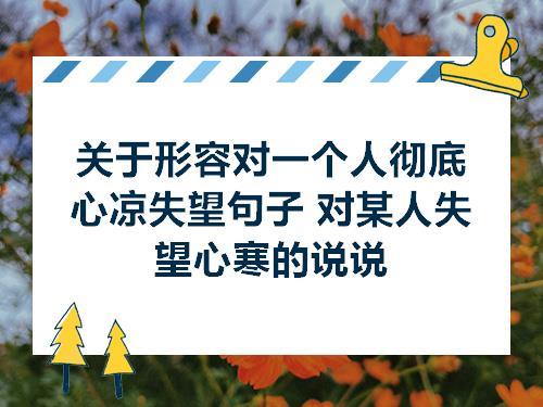 关于形容对一个人失望之极的诗句合集(精选) 关于形容一个人的句子