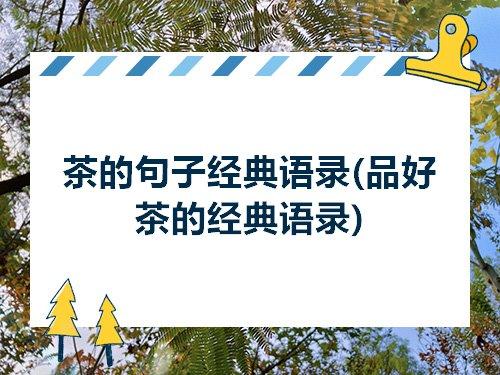 关于赞美茶叶的唯美句子大全 关于赞美茶叶的诗句段子