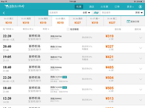 深圳到合肥的机票是多少 